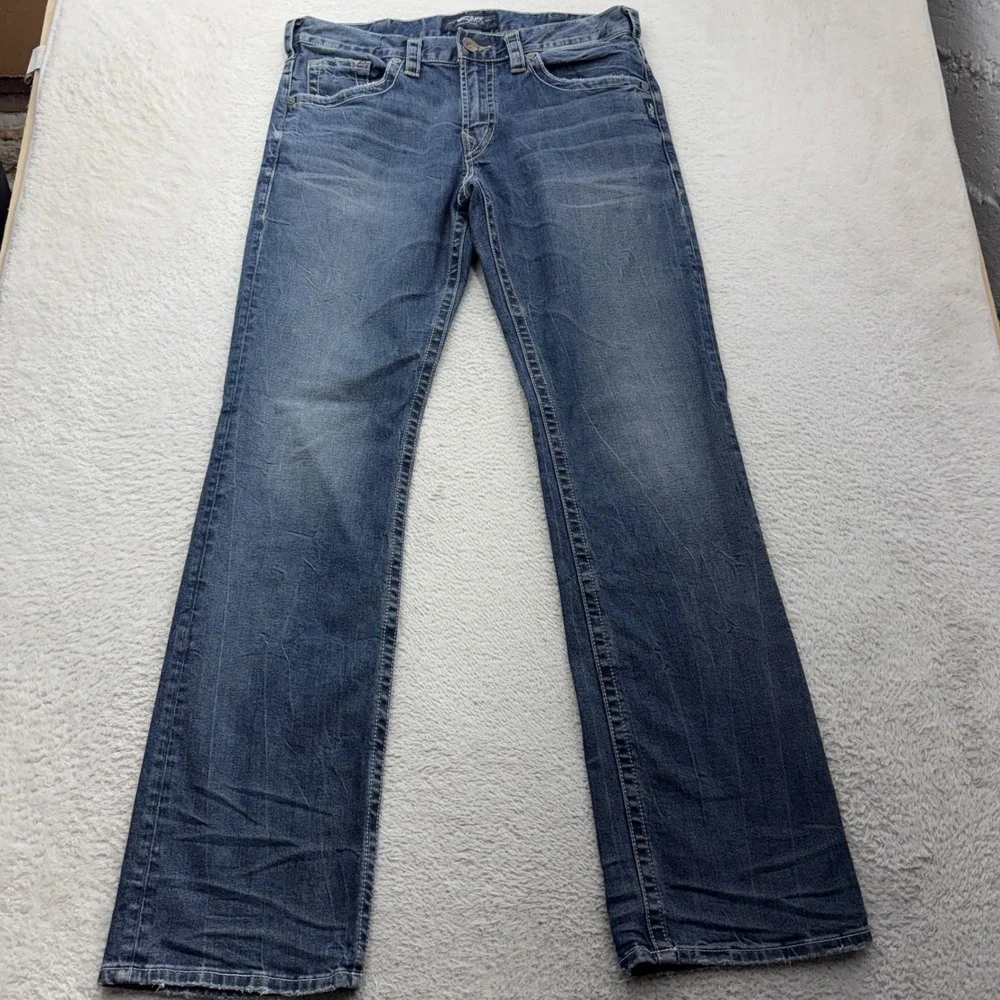 Silver Jeans Co Zac Relaxed Fit Straight Leg Blue Denim Mens 34x36 M42408SBA263